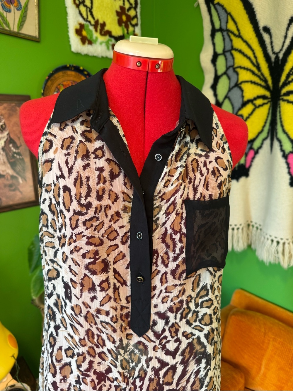 h.i.p. Red and Black Leopard-Print Lined Jacket - Picture 2 of 6
